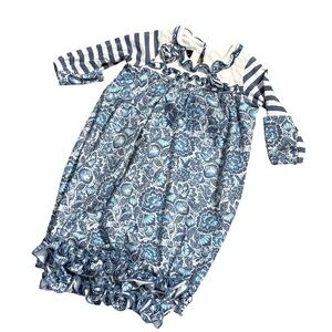 Isobella & Chloe Blue and White Floral Nightgown Sleep sack Newborn